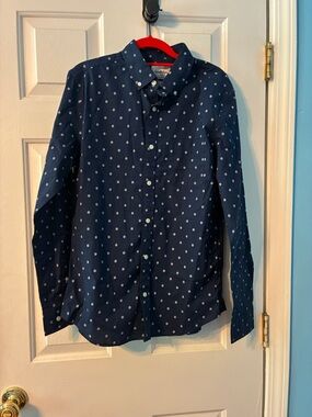 Target Navy Blue Polka Dot Button-Down Shirt